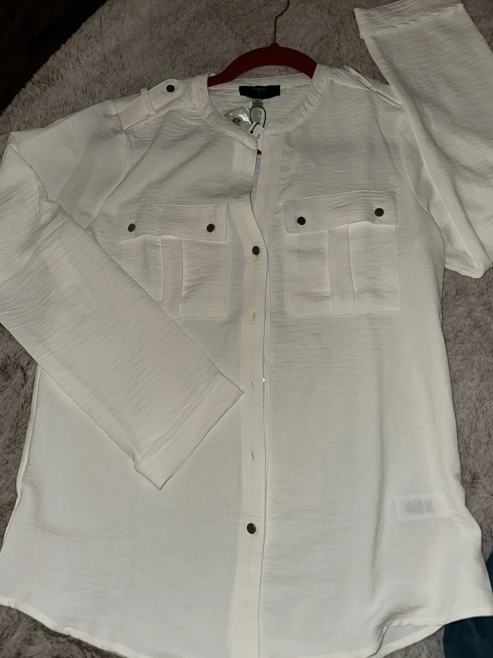 Tahari Cream Button-Front Utility Shirt
